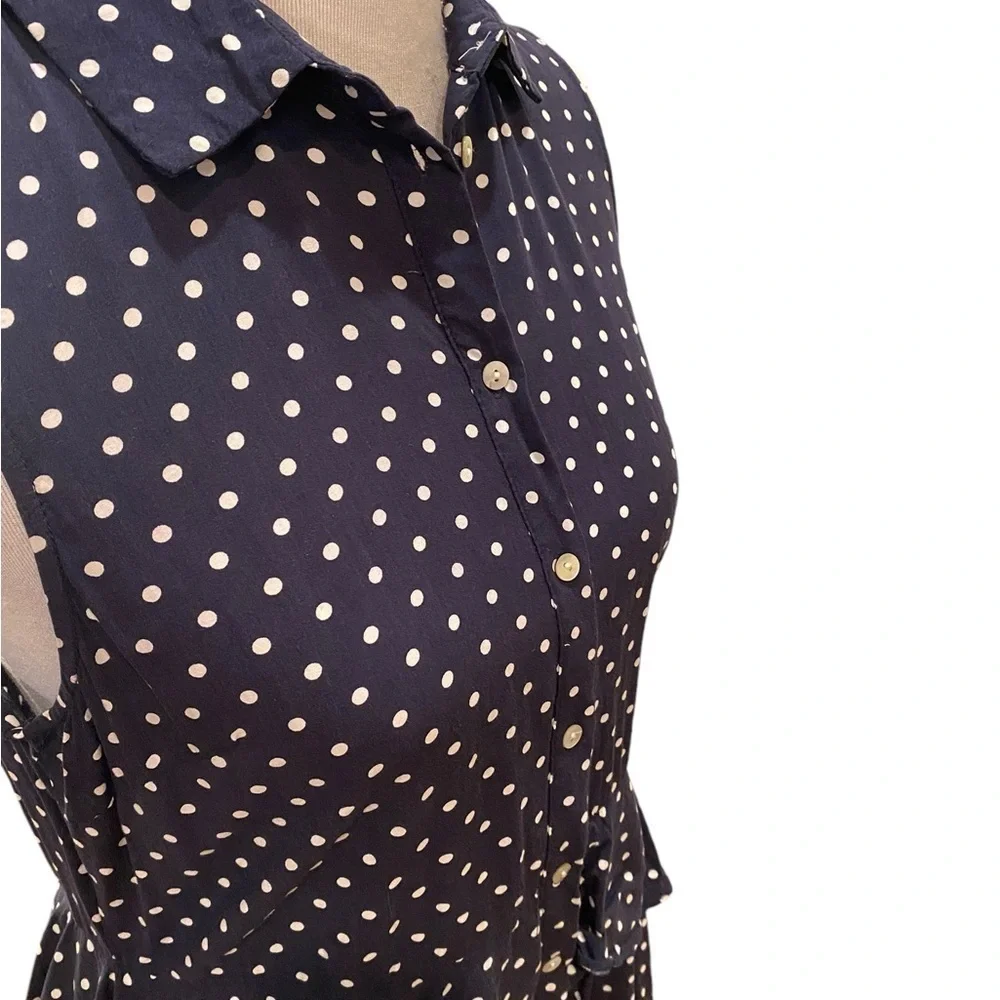 For the Republic Polka Dot Sleeveless Ruffle High Low Top Size M 100% Rayon - Picture 3 of 12